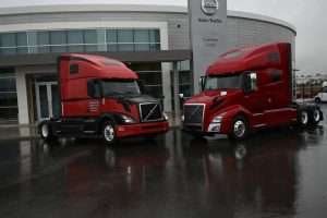 Volvo Trucks recently completed full transition of production from the legacy VNL 670 model to the new VNL 760. VNL 670s for Southeastern Freight Lines (left) were among the final legacy models produced. VNL 760 models destined for Volvo Trucks dealer S&S Volvo in Lima, Ohio (right)were the first off the assembly line following completion of the transition.