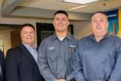 Pictured from left to right are Penske Truck Leasing associates Gregg Mangione, senior vice president of maintenance; Tony Popple, senior director of maintenance; David Barba, technician; John Marvin, district manager.