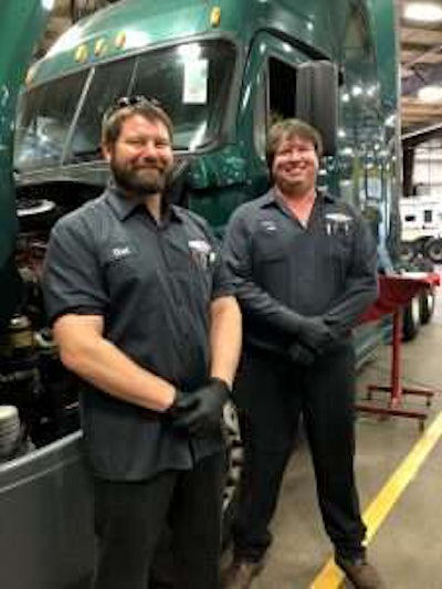 Fyda Freightliner Columbus diesel technicians Chad Britton (left) and Jason Britton (right) to participate in the 2018 DTNA Technician Skills Competition.