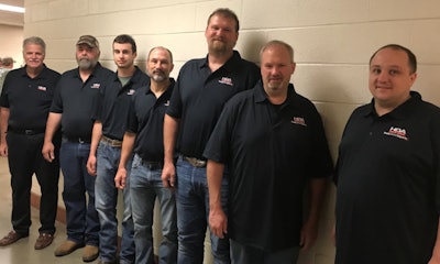 Mark Willis, HDA Truck Pride (left to right); Jeff Olson, Valley Truck Parts; James Benedict, The Service Company; Jeff Dehnel, E.L.M. Repair & Refrigeration; Jeff Hargraves, E.L.M. Repair & Refrigeration; Evan Lang, E.L.M. Repair & Refrigeration; and Brian Judy, RT&T Repair