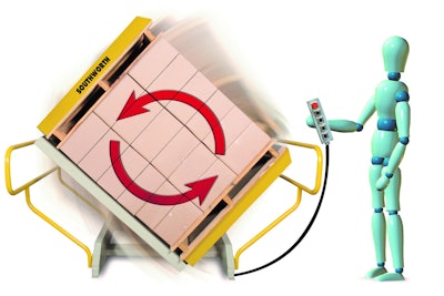 Illustration of man using pallet organizing tool