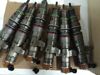 A selection of cores for fuel injector remanufacturing.
