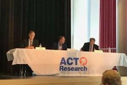 From left: ACT Research’s Jim Meil, Bryan Bezold of Ford Motor Company and ACT Research’s Sam Kahan spoke on the U.S. economy during Tuesday’s event.