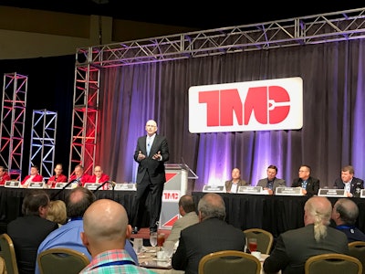 Jim Larranaga, head men’s basketball coach at the University of Miami, speaks at the TMC Fall Meeting.