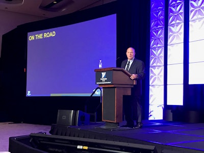 VIPAR President Chris Baer speaks Monday during the opening session at the VIPAR Heavy Duty Annual Business Conference.