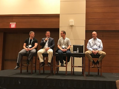 Ken Bumgardner, Dominic Grote, Claude-Andre Pouliot and Steve Stich participate in Monday’s GenNext panel discussion at the VIPAR Heavy Duty Annual Business Conference.