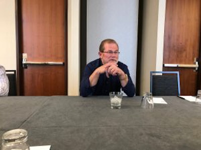 Rush Enterprises Chairman, President and CEO Rusty Rush speaks Tuesday at the 2018 Rush Enterprises Tech Skills Rodeo in San Antonio.