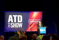 ATD Chairwoman Jodie Teuton from Kenworth of Louisiana speaks at Friday’s general session at ATD Show 2019 in San Francisco.