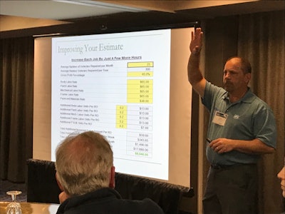 Dean Hancock presents at Tuesday’s HD Repair Forum event in Fort Worth, Texas.