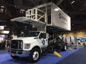 Roush’s ultra-low NOx autogas system on an F-750 for LAX airline caterer Hacor.