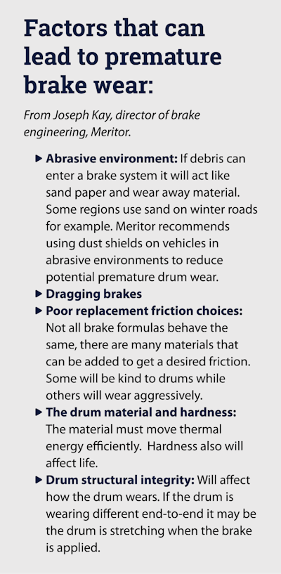 Factors that can lead to immature brake wear, from Joe Kay, Meritor