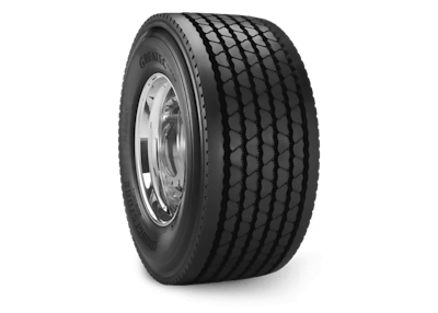 Bridgestone Americas Greatec M835A Ecopia ultra-wide-base drive tire has a high-rigidity tread pattern to help enhance tread life, even wear and low rolling resistance.