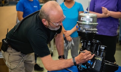 When Bendix Spicer Foundation Brake reached the 3-million-unit production mark of the Bendix ADB22X air disc brake, team members at the Bowling Green, Ky., facility where it’s produced celebrated by signing the milestone brake.
