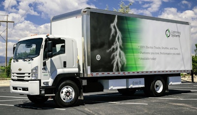 The electric Chevrolet 6500XD truck is one of the Lightning Systems vehicles included in the contract.
