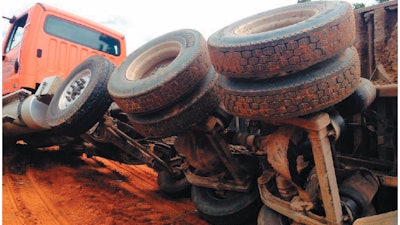 Frame twist on a dump truck