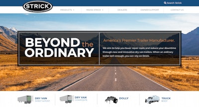Strick Trailers new website screen capture