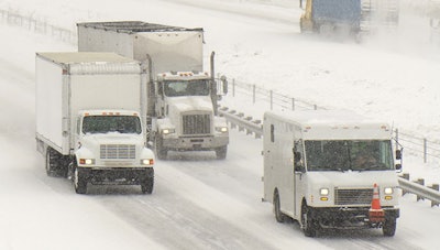 Trucks On Highway In The Winter