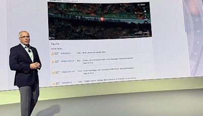 Friedrich Baumann, Navistar president of aftersales, showcases International 360’s web interface.
