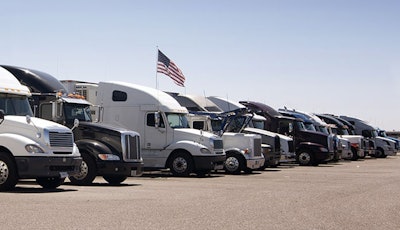 Stock Image Of A Line Of Parked Trucks