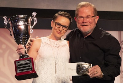 Rebecca Chewning with Rusty Rush, chairman, CEO and president, Rush Enterprises. Credit: Erik Fossum