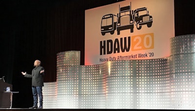Daymond John presenting at Heavy Duty Aftermarket Week (HDAW) in Grapevine, Texas.