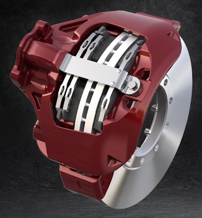 Meritor’s lightweight, single-piston EX+ LS air disc brake comes standard with MA9300 N-level proprietary friction.
