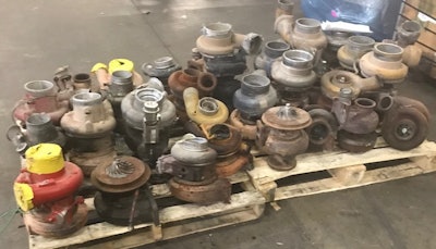 Turbo Solutions incoming cores on wooden pallets