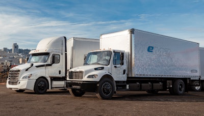 Freightliner eM2 106 and Freightliner eCascadia