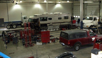 Work underway at one of Truck Collision Services’ two locations.