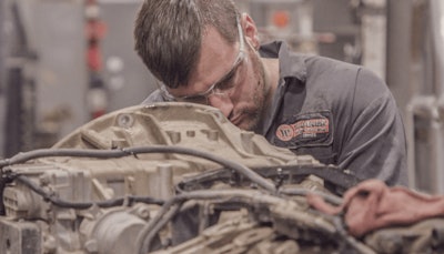 Technician working on a truck