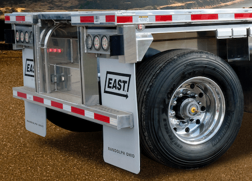 Regarding platform trailers, East Manufacturing says non-aerodynamic options are incorporated to meet fuel-saving benchmarks, such as tire inflation systems.