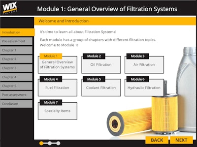 Wix Filters e-learning website