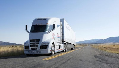 Nikola One tractor on road-min