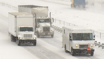 Trucks On Highway In Winter