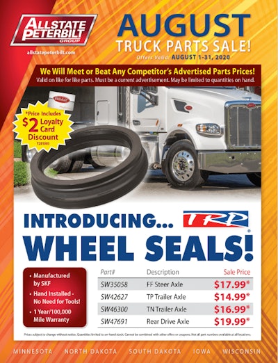 Allstate Peterbilt’s marketing department produces its flyers, and the dealer will have print runs between 2,500 and 3,000.