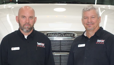 Chuck Curles (left), Four Star Freightliner dealer trainer and David Carroll, Four Star Freightliner training manager.