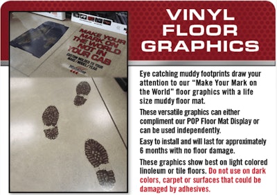 Floor graphics, such as these from Minimizer, help promote products.