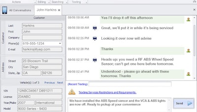 MessageCenter, the texting app integrated with Mitchell 1’s Manager SE Truck Edition truck shop management software