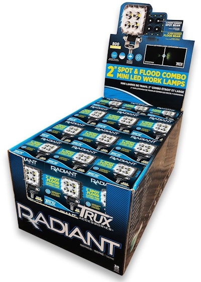 With smaller components — like these work lights from Trux Accessories — place them in a customer’s line of sight.