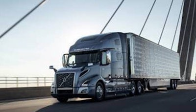 Volvo truck on bridge