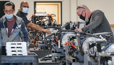 Electric drivetrains being assembled at Lightning eMotors’ facility in Loveland, Colo.