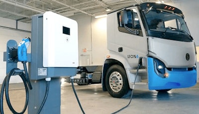 Lion6 all-electric truck and Terra DC Wallbox ABB terminal