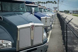 Kenworth trucks in line