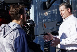 Hunter Truck Sales Rep Talking To Customer