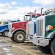 Semi Trucks parked in a line