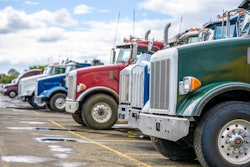 Semi Trucks parked in a line