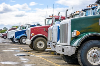 Semi Trucks parked in a line