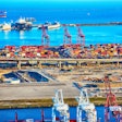 Port dock with shipping containers