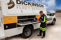 truck tech outside of dickinson fleet services truck