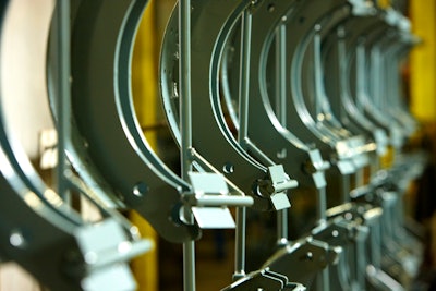 paint drying on remanufactured brake shoes